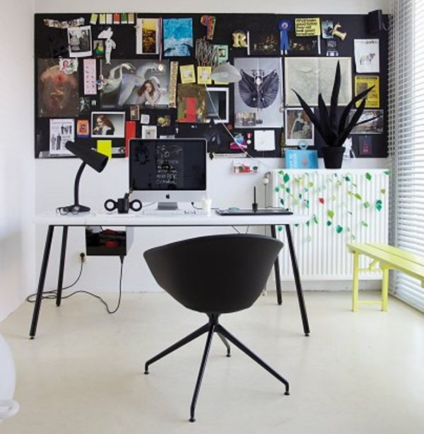 desk and vision board