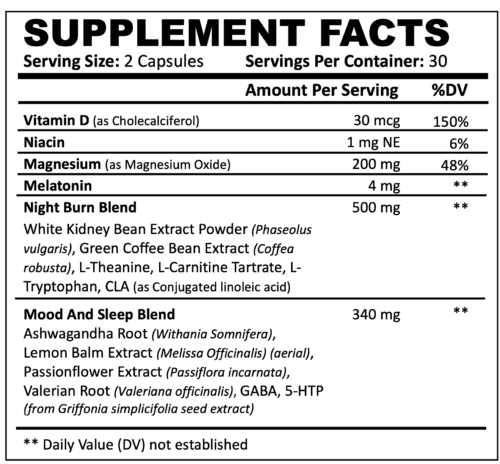 NITROburn supplement facts