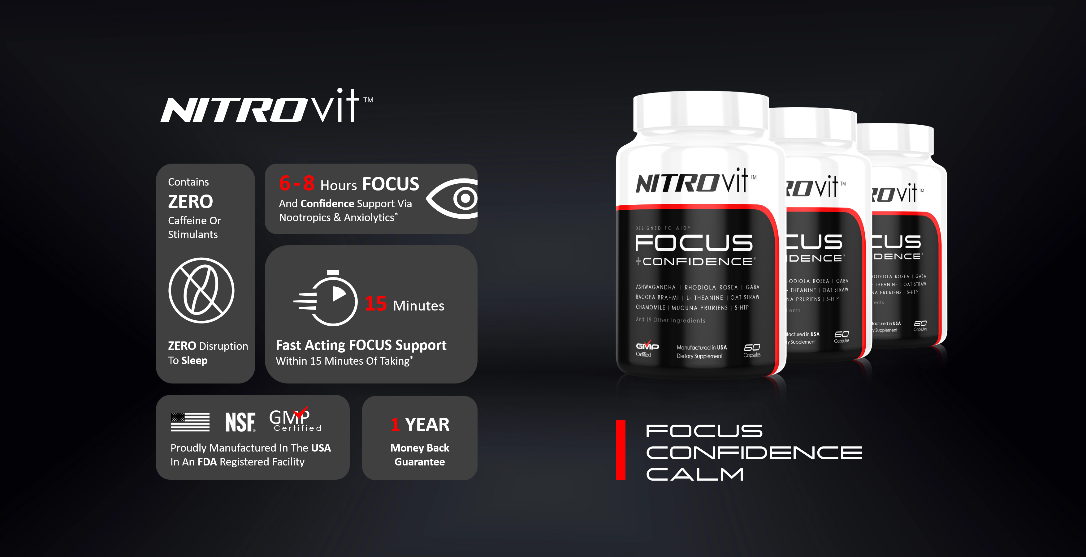 Focus Confidence memory nootropic supplement | NITROvit™